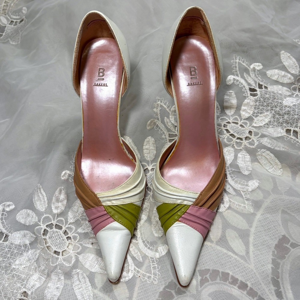 Y2K Cute Playground Prep Multi Color Leather Pointed Toe Stiletto Pumps 8